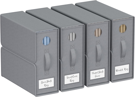 Tổ chức và lưu trữ tấm, 4 gói, kích thước Queen / King (Xám), tổ chức tấm giường, thùng lưu trữ vải cho tấm giường,