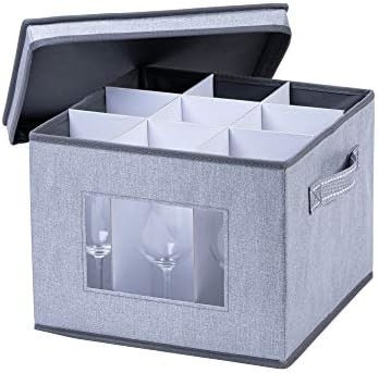 VENO 2 gói Wine Glass Storage Box với nắp và tay cầm, Glasswares, Trung Quốc tổ chức, tuyệt vời cho di chuyển, vận chuyển.