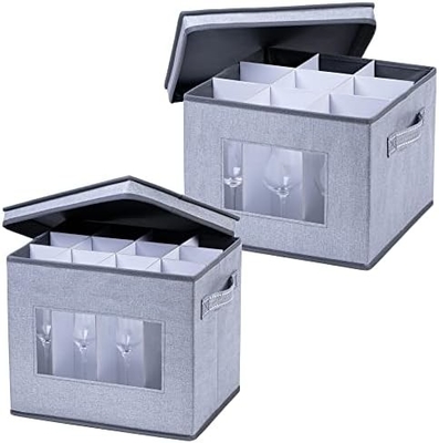 VENO 2 gói Wine Glass Storage Box với nắp và tay cầm, Glasswares, Trung Quốc tổ chức, tuyệt vời cho di chuyển, vận chuyển.