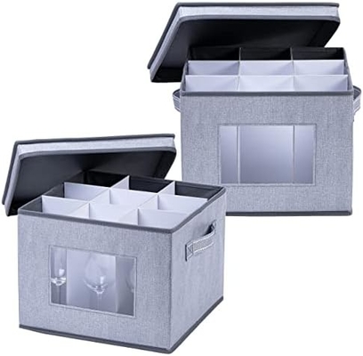 VENO 2 gói Wine Glass Storage Box với nắp và tay cầm, Glasswares, Trung Quốc tổ chức, tuyệt vời cho di chuyển, vận chuyển.