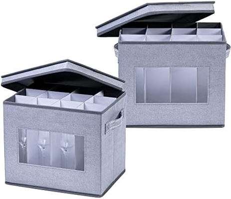 VENO 2 gói Wine Glass Storage Box với nắp và tay cầm, Glasswares, Trung Quốc tổ chức, tuyệt vời cho di chuyển, vận chuyển.