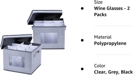 VENO 2 gói Wine Glass Storage Box với nắp và tay cầm, Glasswares, Trung Quốc tổ chức, tuyệt vời cho di chuyển, vận chuyển.