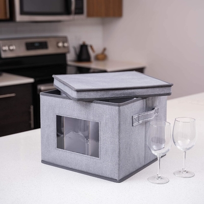 VENO 2 gói Wine Glass Storage Box với nắp và tay cầm, Glasswares, Trung Quốc tổ chức, tuyệt vời cho di chuyển, vận chuyển.