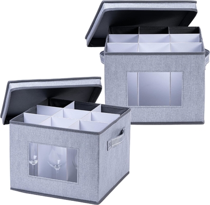 VENO 2 gói Wine Glass Storage Box với nắp và tay cầm, Glasswares, Trung Quốc tổ chức, tuyệt vời cho di chuyển, vận chuyển.