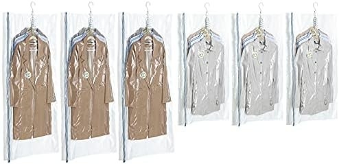 TAILI Vỏ túi lưu trữ chân không treo túi tiết kiệm không gian, bộ 4 (2 dài, 2 ngắn), túi kín chân không rõ ràng cho quần áo