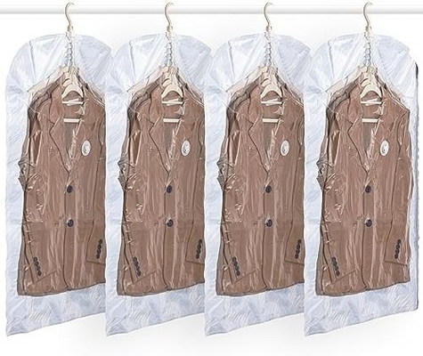 TAILI Vỏ túi lưu trữ chân không treo túi tiết kiệm không gian, bộ 4 (2 dài, 2 ngắn), túi kín chân không rõ ràng cho quần áo