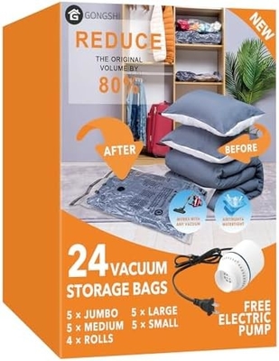 12 gói túi chứa chân không (3 X JUMBO, 3 X LARGE, 3 X MEDIUM, 3 X SMALL)