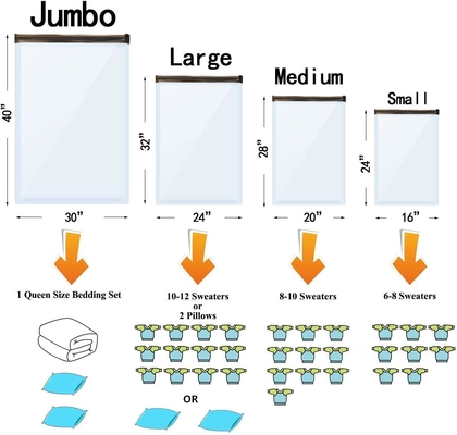 12 gói túi chứa chân không (3 X JUMBO, 3 X LARGE, 3 X MEDIUM, 3 X SMALL)
