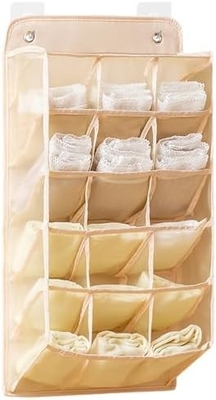 3D mới bền tẻ tủ treo tổ chức với túi 3D lưới, tường kệ tủ quần áo treo túi lưu trữ (BEIGE-2PACK)