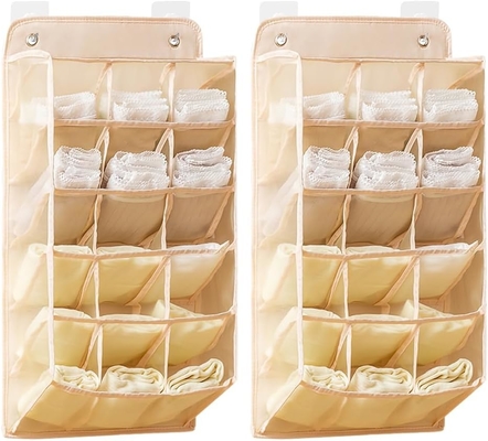 3D mới bền tẻ tủ treo tổ chức với túi 3D lưới, tường kệ tủ quần áo treo túi lưu trữ (BEIGE-2PACK)