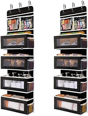 JARLINK 2 Pack 5-Shelf Over Door Hanging Organizer, Wall Mount gấp 4 túi lớn Lưu trữ dung lượng lớn với PVC