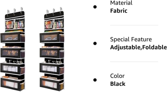 JARLINK 2 Pack 5-Shelf Over Door Hanging Organizer, Wall Mount gấp 4 túi lớn Lưu trữ dung lượng lớn với PVC