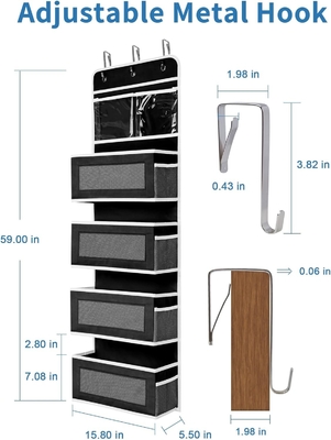 JARLINK 2 Pack 5-Shelf Over Door Hanging Organizer, Wall Mount gấp 4 túi lớn Lưu trữ dung lượng lớn với PVC