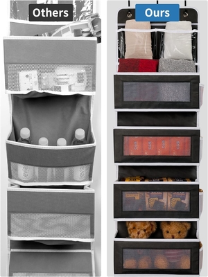 JARLINK 2 Pack 5-Shelf Over Door Hanging Organizer, Wall Mount gấp 4 túi lớn Lưu trữ dung lượng lớn với PVC
