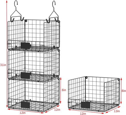 Sonyabecca 3 tầng treo tủ tổ chức với biển hiệu, quần áo treo kệ 5 S móc, tường gắn và tủ