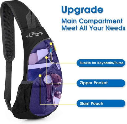 G4Free Sling Bags Đàn ông và Phụ nữ Chiếc ba lô Nhỏ Cross Body Lực Ba lô Sling (Đen)