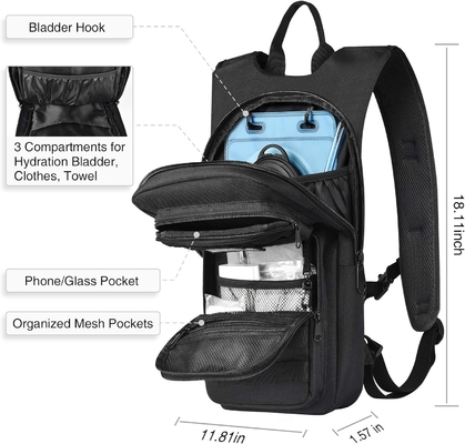 Túi đệm ẩm với 3L TPU Bladder nước, Túi đệm nước Molle chiến thuật cho nam giới Phụ nữ, Hydration Pack cho đi bộ đường dài