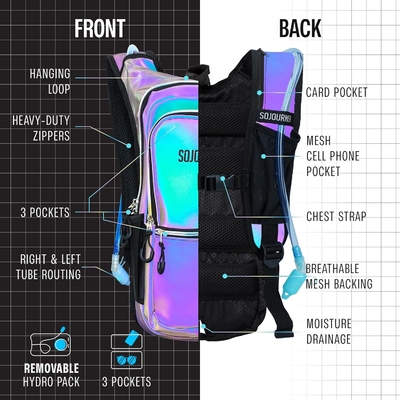 Sojourner Hydration Pack, Hydration Backpack - Water Backpack với 2l Hydration Bladder, Festival Essential - Rave