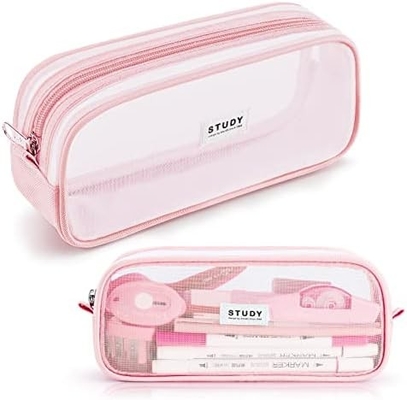 Kalidi Grid Mesh Pencil Case Khối bút chì lớn Khối bút chì lớn túi bút chì với zipper túi giấy đơn giản bút chì thẩm mỹ