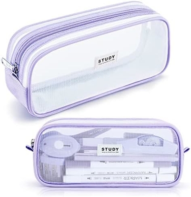 Kalidi Grid Mesh Pencil Case Khối bút chì lớn Khối bút chì lớn túi bút chì với zipper túi giấy đơn giản bút chì thẩm mỹ