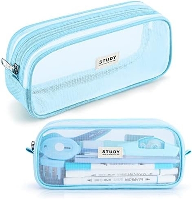 Kalidi Grid Mesh Pencil Case Khối bút chì lớn Khối bút chì lớn túi bút chì với zipper túi giấy đơn giản bút chì thẩm mỹ