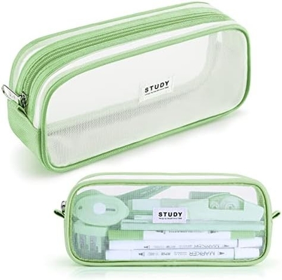 Kalidi Grid Mesh Pencil Case Khối bút chì lớn Khối bút chì lớn túi bút chì với zipper túi giấy đơn giản bút chì thẩm mỹ