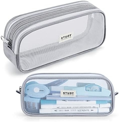 Kalidi Grid Mesh Pencil Case Khối bút chì lớn Khối bút chì lớn túi bút chì với zipper túi giấy đơn giản bút chì thẩm mỹ