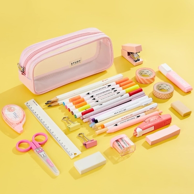 Kalidi Grid Mesh Pencil Case Khối bút chì lớn Khối bút chì lớn túi bút chì với zipper túi giấy đơn giản bút chì thẩm mỹ