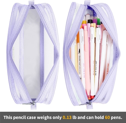 Kalidi Grid Mesh Pencil Case Khối bút chì lớn Khối bút chì lớn túi bút chì với zipper túi giấy đơn giản bút chì thẩm mỹ