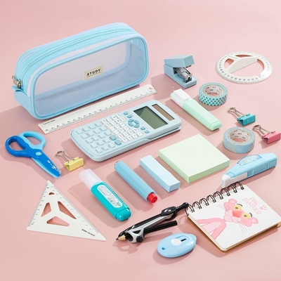 Kalidi Grid Mesh Pencil Case Khối bút chì lớn Khối bút chì lớn túi bút chì với zipper túi giấy đơn giản bút chì thẩm mỹ