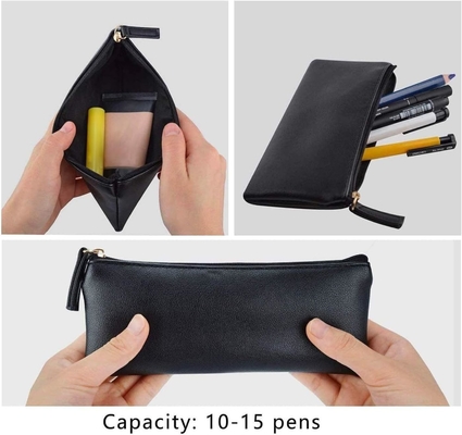 MROCO bút chì Case bút chì túi bút chì màu đen túi bút chì da PU bút chì Case Zipper nhỏ túi cho bút chì, bút chì, đánh dấu, Makeu