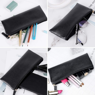 MROCO bút chì Case bút chì túi bút chì màu đen túi bút chì da PU bút chì Case Zipper nhỏ túi cho bút chì, bút chì, đánh dấu, Makeu