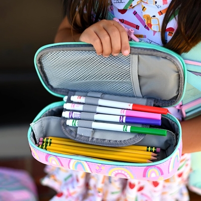 Hộp đựng bút chì mibasies Kids dành cho bé gái và bé trai Túi đựng bút mềm cầu vồng (Rainbow 1)
