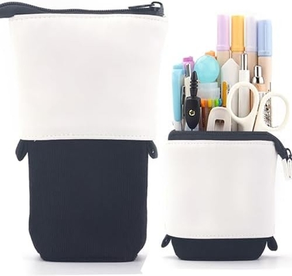 Telescopic Pencil Bag Pen Holder Case, PU Corduroy Stand-up Retractable Transformer Bag Colorful Organizer