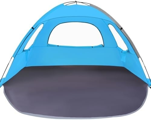 WhiteFang Beach Tent Anti-UV Chỗ trú ẩn bóng râm di động cho 3/4/6 người, sàn mở rộng với 3 lưới thông gió