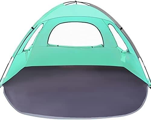 WhiteFang Beach Tent Anti-UV Chỗ trú ẩn bóng râm di động cho 3/4/6 người, sàn mở rộng với 3 lưới thông gió