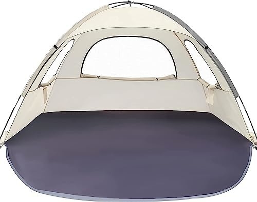 WhiteFang Beach Tent Anti-UV Chỗ trú ẩn bóng râm di động cho 3/4/6 người, sàn mở rộng với 3 lưới thông gió