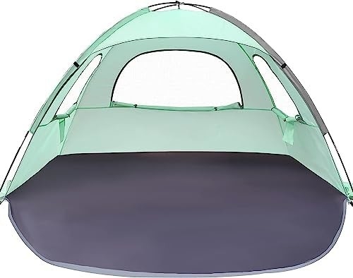 WhiteFang Beach Tent Anti-UV Chỗ trú ẩn bóng râm di động cho 3/4/6 người, sàn mở rộng với 3 lưới thông gió