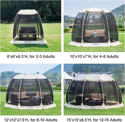 Alvantor Screen House Phòng cắm trại Lều ngoài trời Canopy Pop Up Sun Shade Hexagon Shelter Mesh Bức tường không thấm nước 6'x6'