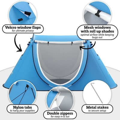 Abco 2 người Pop Up Tent - Cabana di động với 2 cửa, chống nước và bảo vệ tia UV, túi xách - Sky Blue