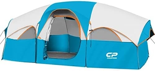 CAMPROS CP Tent 8 người Trại trại Trại gia đình chống thời tiết 5 Cửa sổ lưới lớn, lớp hai, chia