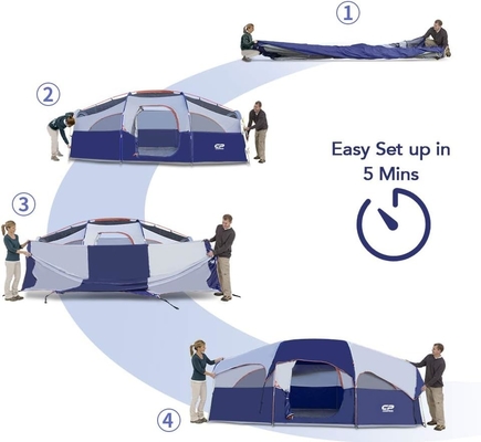 CAMPROS CP Tent 8 người Trại trại Trại gia đình chống thời tiết 5 Cửa sổ lưới lớn, lớp hai, chia