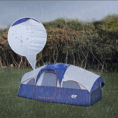 CAMPROS CP Tent 8 người Trại trại Trại gia đình chống thời tiết 5 Cửa sổ lưới lớn, lớp hai, chia