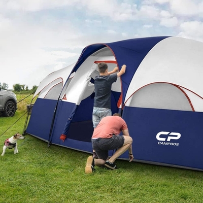 CAMPROS CP Tent 8 người Trại trại Trại gia đình chống thời tiết 5 Cửa sổ lưới lớn, lớp hai, chia