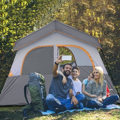 HIKERGARDEN 6 người Trại Trại - Dải dễ dàng thiết lập Trại gia đình cho Trại, Trại cabin vải chống gió ngoài trời