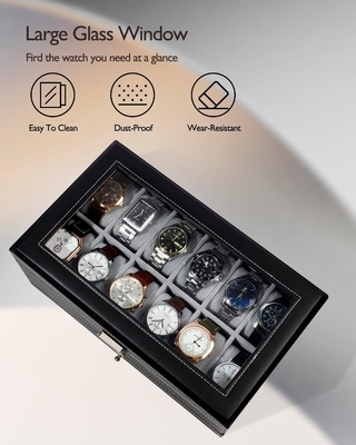 GUKA Watch Box 12 Slot Watch Display Organizer Da đồ trang sức vỏ ngăn kéo kính Sinh nhật cho nam giới Phụ nữ, con trai