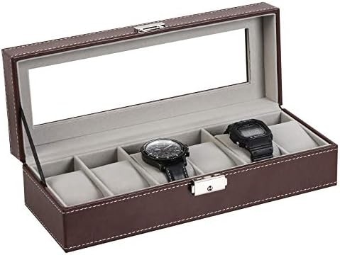 NEX 6 khe Watch Box tổ chức cho nam giới, Đen Watch Holder Stand Display Case lưu trữ