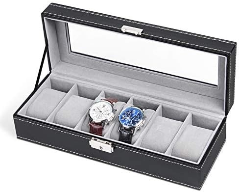 NEX 6 khe Watch Box tổ chức cho nam giới, Đen Watch Holder Stand Display Case lưu trữ