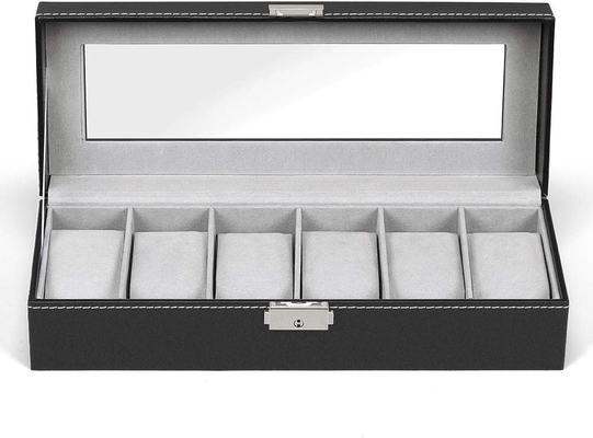 NEX 6 khe Watch Box tổ chức cho nam giới, Đen Watch Holder Stand Display Case lưu trữ