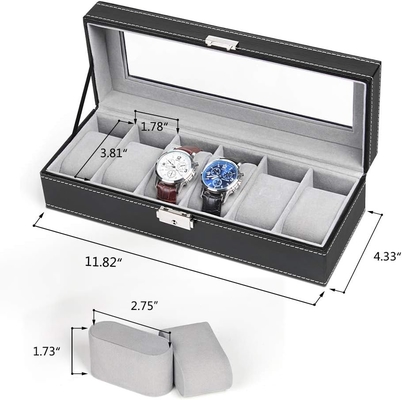 NEX 6 khe Watch Box tổ chức cho nam giới, Đen Watch Holder Stand Display Case lưu trữ
